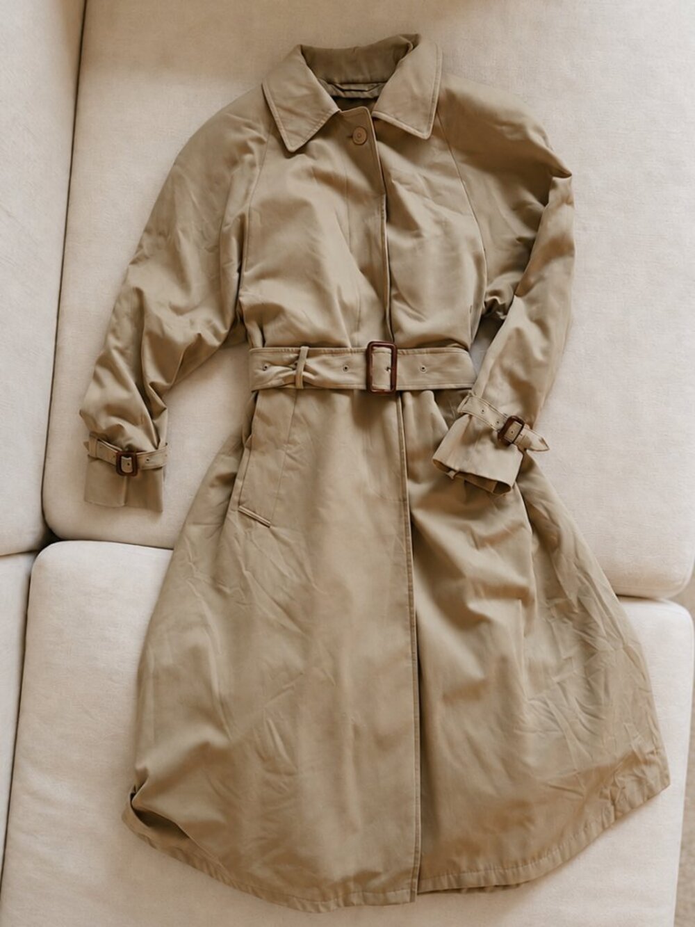 Aquascutum London Vintage 1980s Tan Wool Lining Trench Coat - M/L